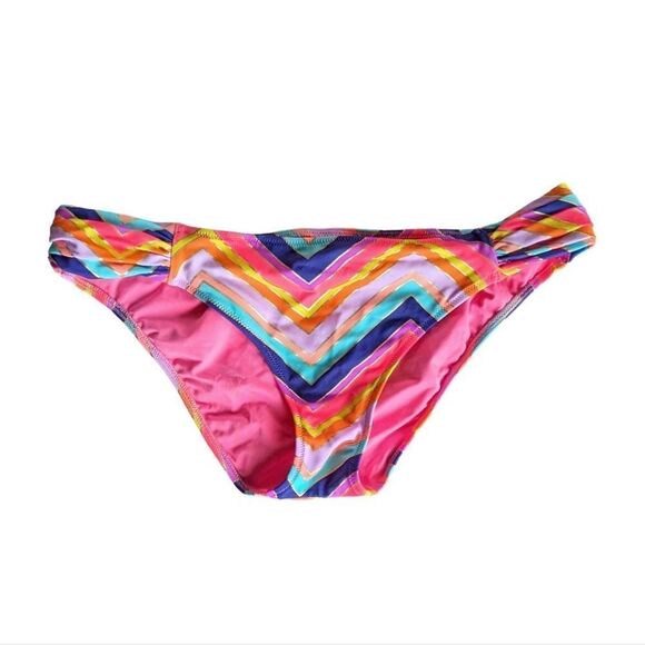 Victoria's Secret Y2K Vintage Rainbow Foil Ruffle Chevron Stripe Bikini Set NWOT - Picture 7 of 10